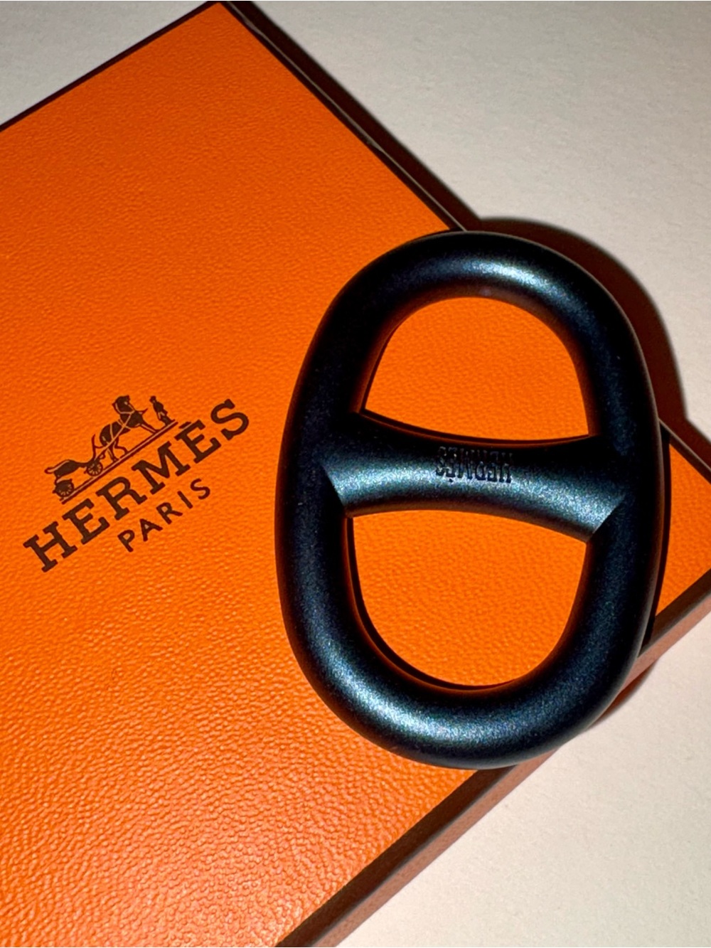 Hermès Scarf Ring Chaine d'Ancre w/ Box Metallic Blue SOLD OUT Rare - Picture 6 of 8